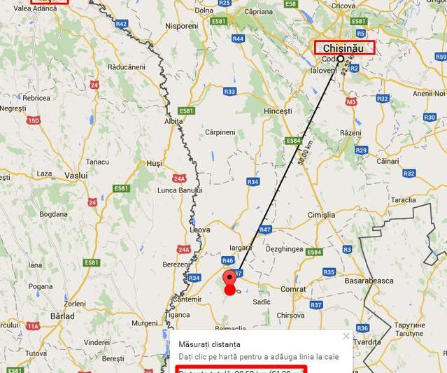 Locul unde s-a prabusit elicopterul SMURD in Rep Moldova, Foto: Google Maps