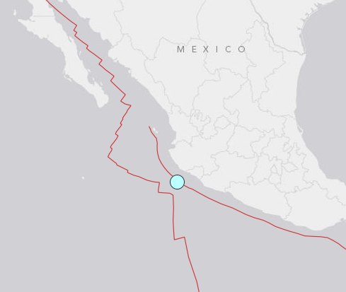 Cutremur in largul costei Mexicului, Foto: USGS