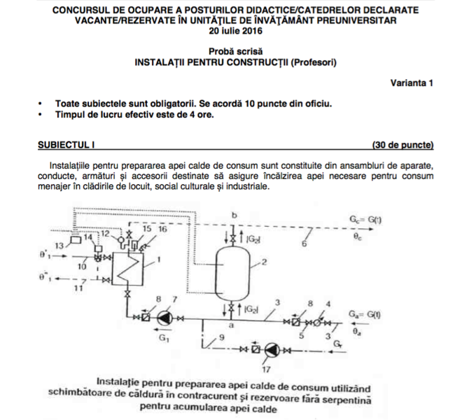 Titularizare 2016: Subiecte Instalatii pentru constructii, Foto: edu.ro