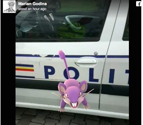 pokemon pe masina de politie, Foto: Captura Facebook