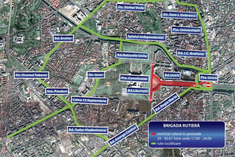 Restrictii de circulatie pentru festivalul Rock The City 2016, Foto: Brigada Rutiera Bucuresti