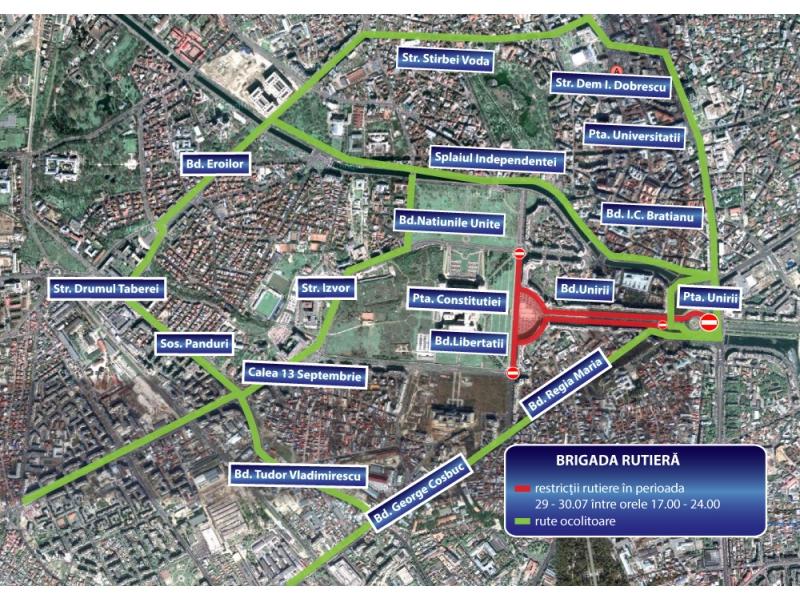 Restrictii de circulatie pentru festivalul Rock The City 2016, Foto: Brigada Rutiera Bucuresti