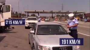 Soferi amendati pentru depasirea vitezei pe A2, Foto: Politia Romana