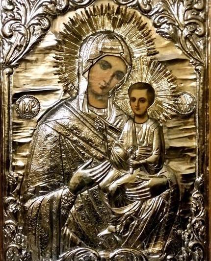 Icoana Axionita a Maicii Domnului, ce a fost salvata din Schitul romanesc de la Iordan, Foto: basilica.ro