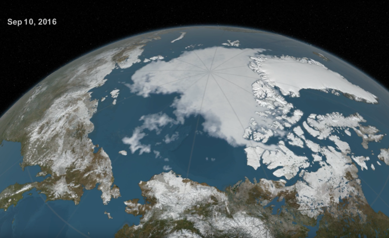 Suprafata de gheata arctica a atins un minim de 4,14 mil. km2, Foto: Captura NASA