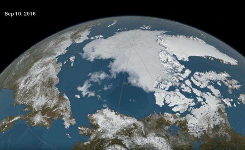 Suprafata de gheata arctica a atins un minim de 4,14 mil. km2, Foto: Captura NASA