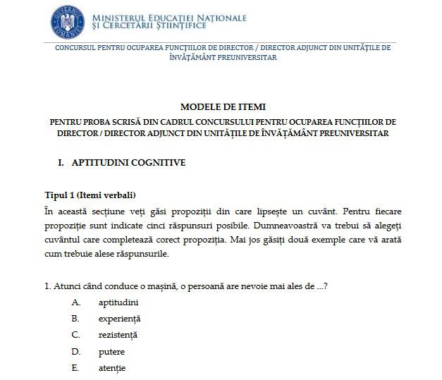 Modele subiecte concurs directori scoli, Foto: Ministerul Educatiei