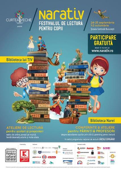 Afis pentru cea de a doua editie a festivalului de lectura NARATIV, Foto: Curtea Veche Publishing