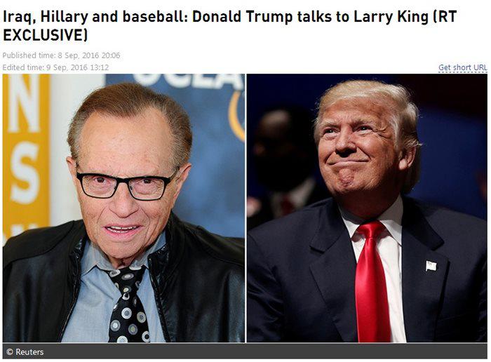 Donald Trump la Larry King/RT, Foto: Captura RT