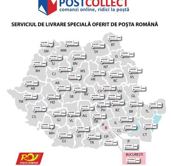 Harta locatii PostCollect, Foto: Posta Romana