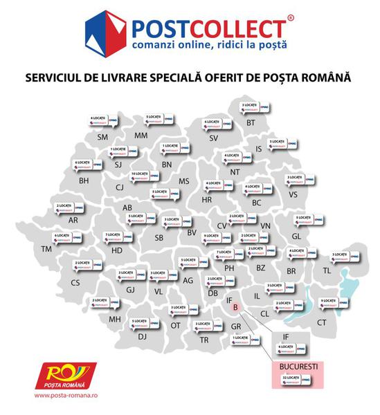 Harta locatii PostCollect, Foto: Posta Romana