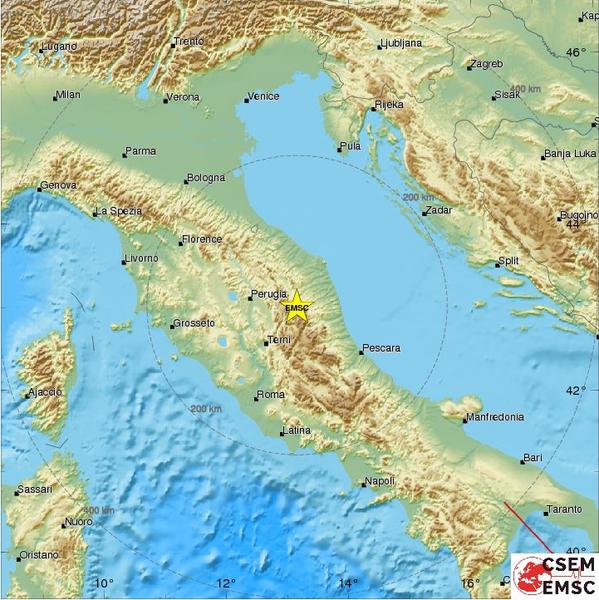 Nou cutremur in Italia, Foto: emsc-csem.org