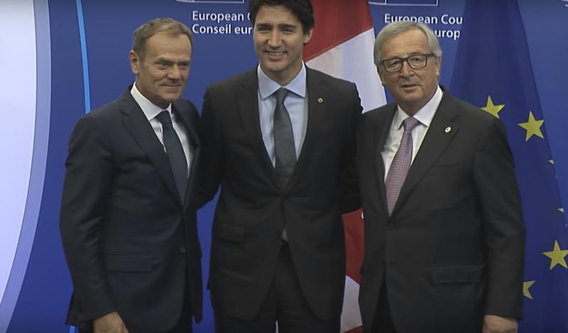 Tusk, Trudeau si Juncker, Foto: Captura YouTube