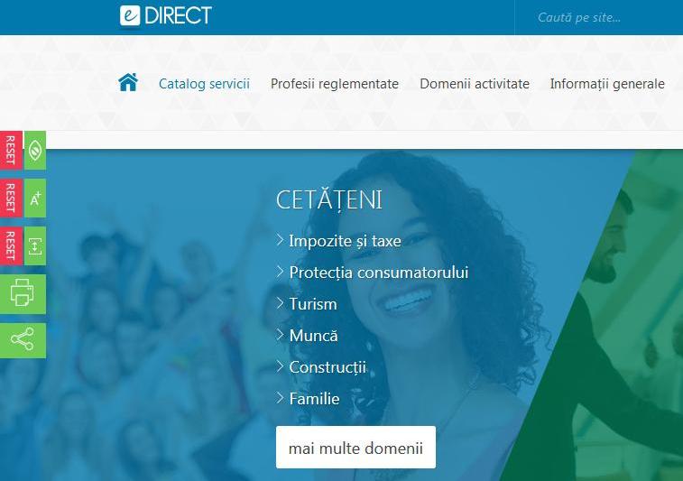 Punctul de contact unic electronic - PCUe, Foto: edirect.e-guvernare.ro