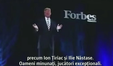 Holograma lui Donald Trump, la un eveniment din 2009 desfasurat in Romania, Foto: Captura Digi 24