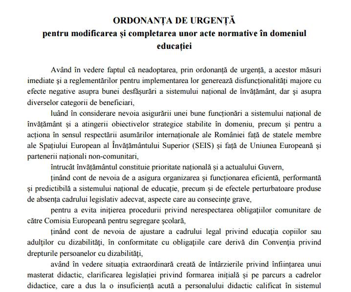 Proiect de OUG pentru modificarea Legii Educatiei, Foto: edu.ro
