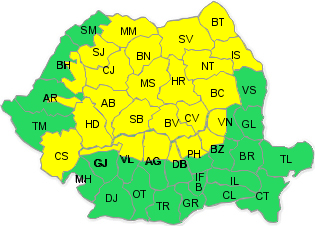 Cod galben de ninsori, lapovita si viscol, Foto: ANM