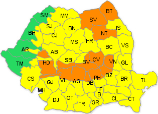 Cod portocaliu si galben de ninsori si viscol, Foto: Administratia Nationala de Meteorologie