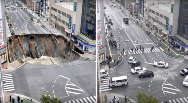 Drum surpat grav in Japonia, reparat in 48 de ore, Foto: Captura YouTube