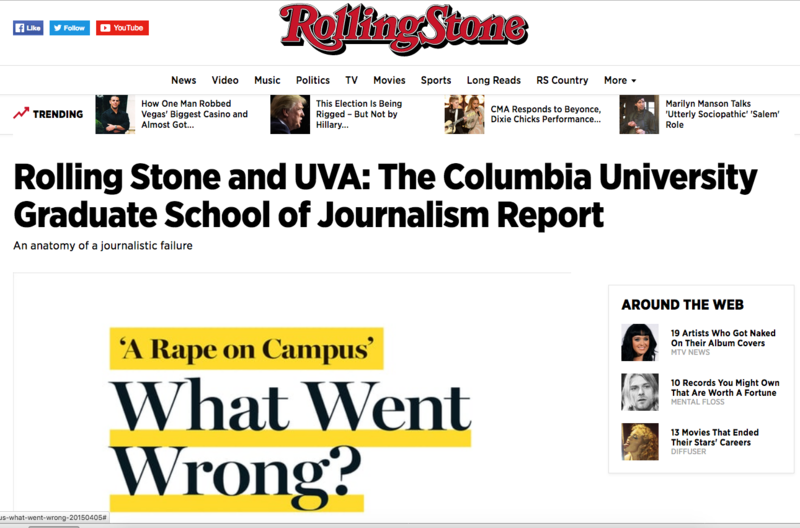 Raportul privind publicarea materialului fals de catre Rolling Stone, Foto: Captura Rolling Stone