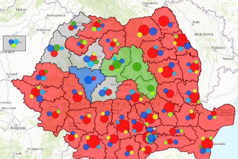 Harta Romaniei Politice - dupa distribuirea mandatelor parlamentare, Foto: Hotnews