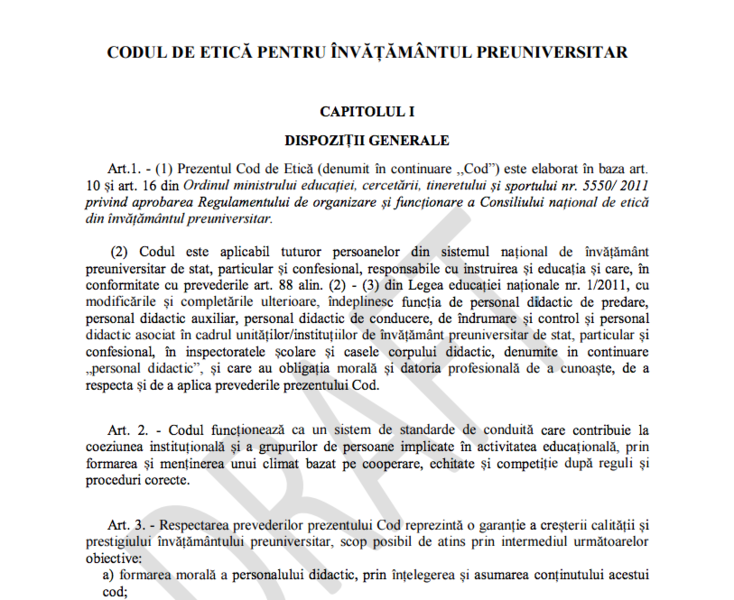 Proiectul Codului de etica pntru invatamantul preuniversitar, Foto: Ministerul Educatiei