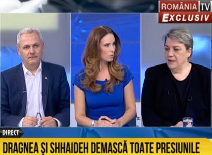 Liviu Dragnea si Sevil Shhaideh, la RTV, Foto: Captura Romaniatv.net