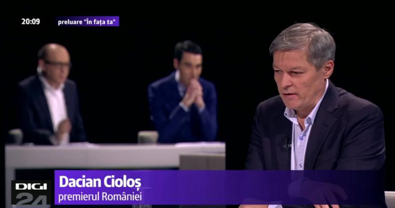 Dacian Ciolos la emisiunea In fata ta, Foto: Captura Digi 24