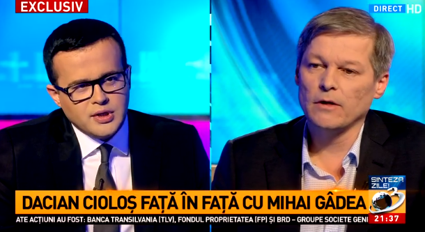 Mihai Gadea si Dacian Ciolos, Foto: Captura Antena 3