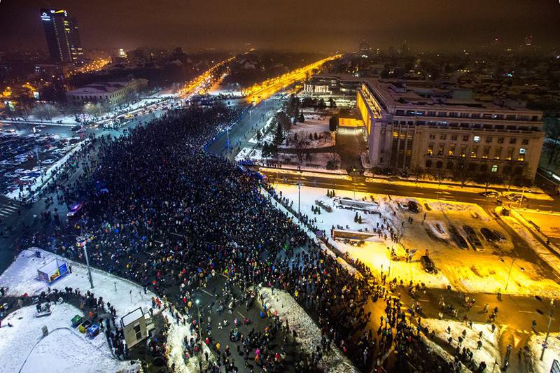 Protest anti-gratiere in Piata Victoriei, 22 ianuarie, Foto: Facebook/ Dan Mihai Balanescu