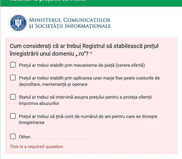Chestionar privind domeniile .ro, Foto: Ministerul Comunicatiilor