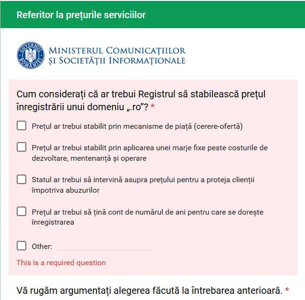 Chestionar privind domeniile .ro, Foto: Ministerul Comunicatiilor