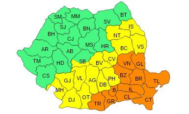 Cod portocaliu si cod galben de viscol, Foto: Administratia Nationala de Meteorologie