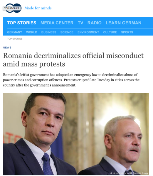 Deutsche Welle despre protestele din Romania, Foto: Deutsche Welle