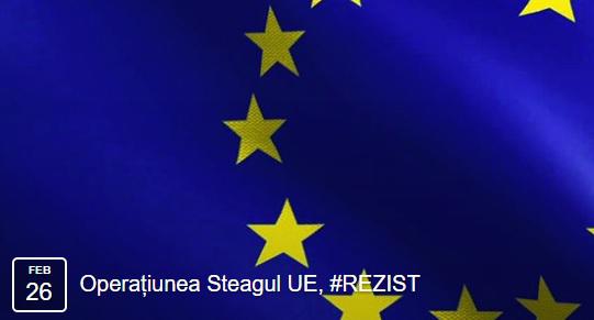 Operatiunea steagul UE in Piata Victoriei, Foto: Facebook / Coruptia Ucide