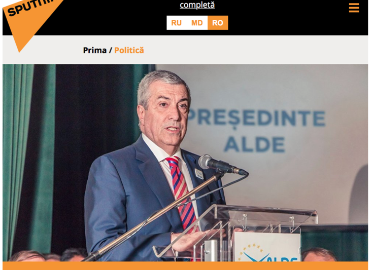 Articol despre Tariceanu in Sputnik, Foto: Sputnik