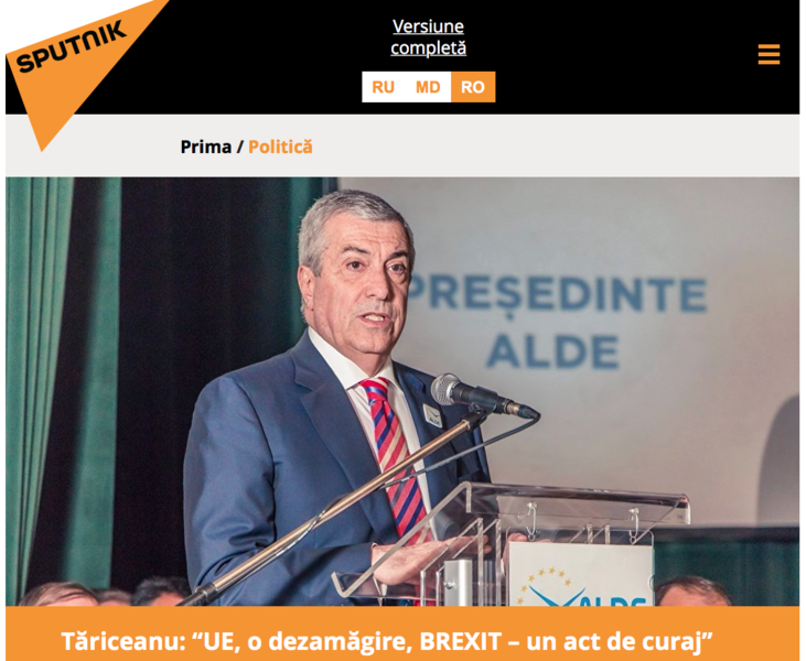 Articol despre Tariceanu in Sputnik, Foto: Sputnik