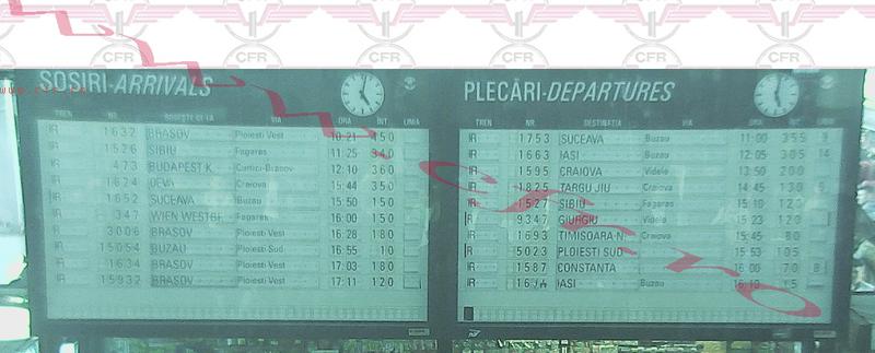 Tabela din Gara de Nord la ora 17:00, Foto: Hotnews