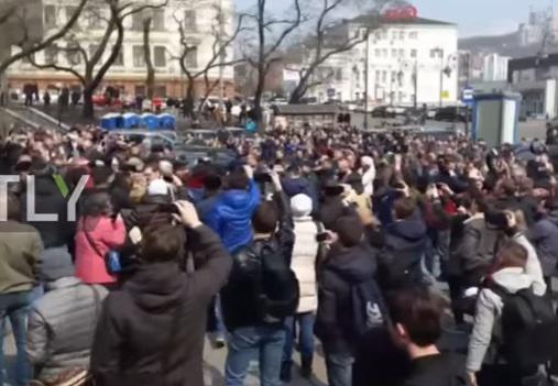 Protest la Vladivostok, Foto: Captura Youtube / Ruptly TV