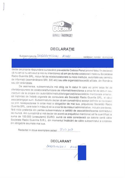 Declaratia lui Mihai Dobrovolschi, Foto: Radio Guerrilla