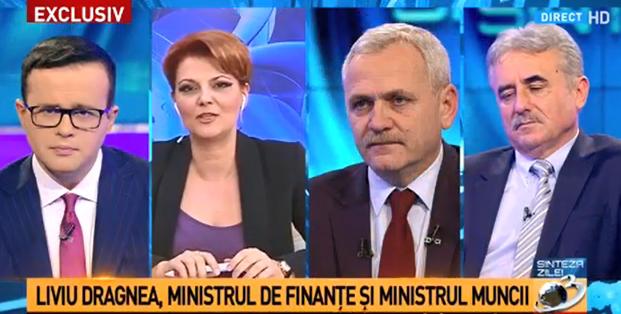 Liviu Dragnea, Viorel Stefan si Olguta Vasilescu, la Antena 3, Foto: Captura Antena 3