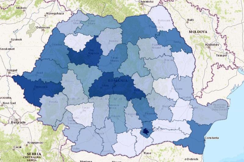 Harta - Turistii straini in judetele Romaniei in 2016, Foto: Hotnews