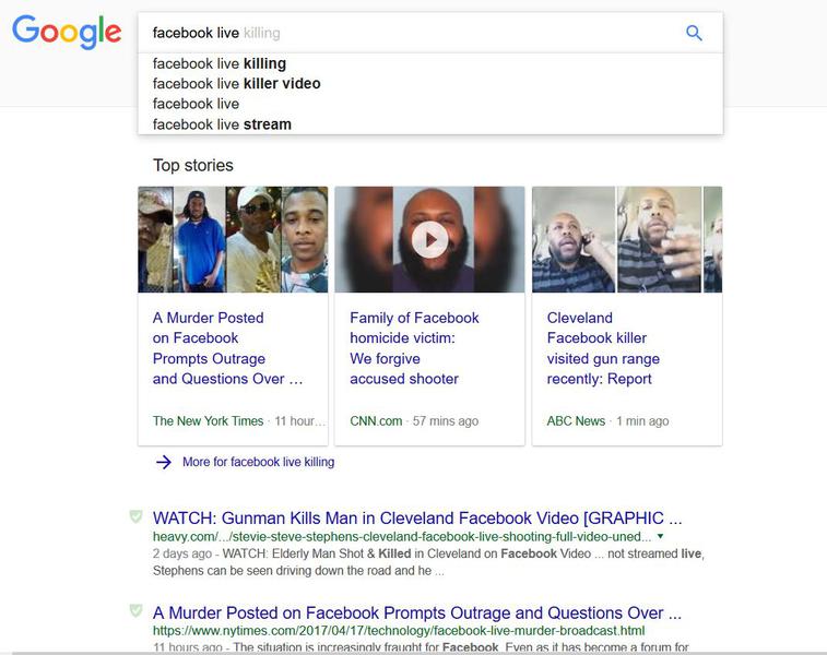 Ce apare cand scrii Facebook Live pe Google USA, Foto: Google