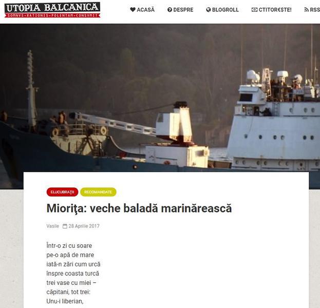 Miorita marinareasca, Foto: Captura Utopiabalcanica.net