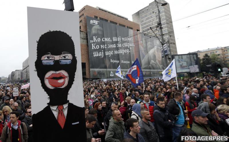 Proteste masive anti-Vucic la Belgrad, Foto: AGERPRES