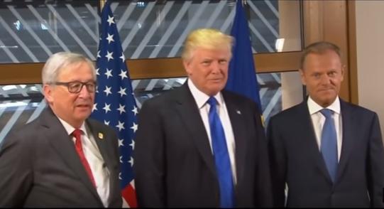 Juncker, Trump si Tusk, la Bruxelles, Foto: Captura YouTube