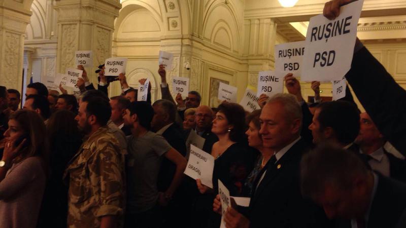 Liberali cu afise anti-PSD, Foto: Hotnews