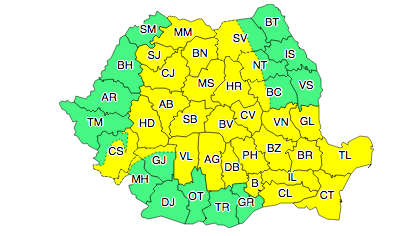 Harta Cod galben, Foto: ANM