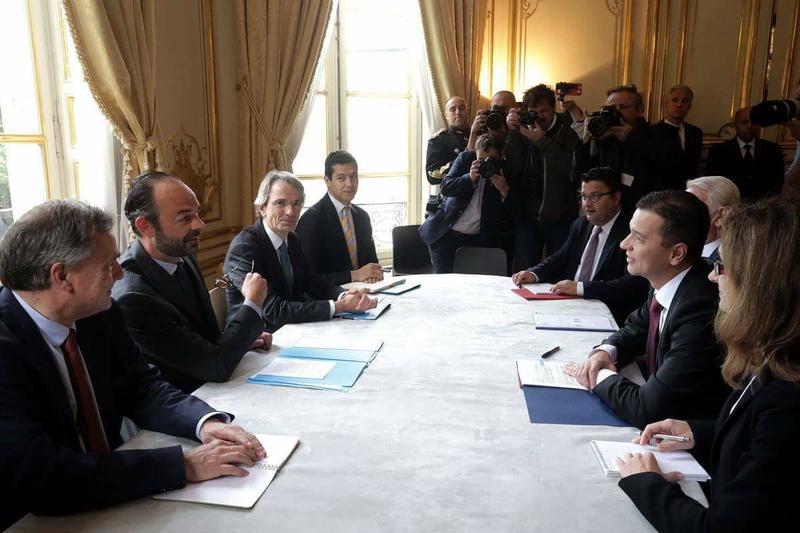 Premierul Romaniei fata in fata cu seful Executivului francez, Foto: Facebook - Sorin Grindeanu