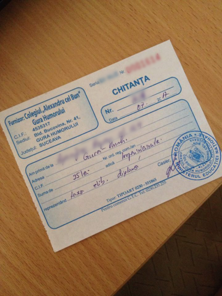 chitanta eliberare diploma de bac, Foto: CNE